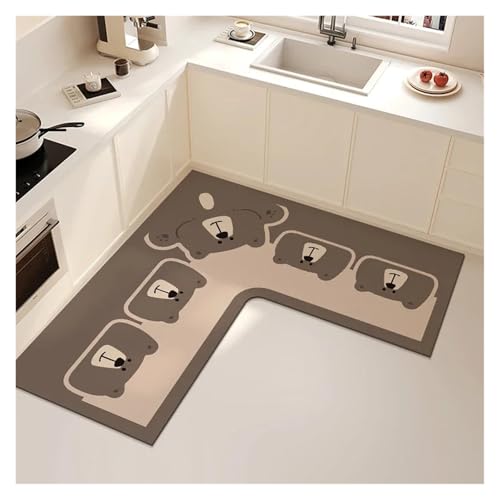 Küchenteppich, niedlicher Cartoon-Teppich, L-förmige PVC-Bodenmatte, Tiermuster, Kieselalge, Schlamm, wasserabsorbierend, rutschfest, Braun, 120 x 120 x 50 cm Küchenteppich, niedlicher Cartoon-Teppich, L-förmige PVC-Bodenmatte, Tiermuster, Kieselalge, Schlamm, wasserabsorbierend, rutschfest, Braun, 120 x 120 x 50 cm von Generisch