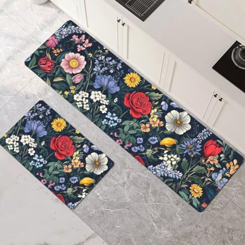 Küchenteppich 2 Stück, Absorbierende Küchenmatte Flower Küchenläufer Rutschfest Waschbar Teppich Küche Läufer Flur Bodenmatte, Lang Carpet Rug für Küchen, Badezimmer Home Decor 70x100cm+70x210cm 1-343 Küchenteppich 2 Stück, Absorbierende Küchenmatte Flower Küchenläufer Rutschfest Waschbar Teppich Küche Läufer Flur Bodenmatte, Lang Carpet Rug für Küchen, Badezimmer Home Decor 70x100cm+70x210cm 1-343 von Generisch
