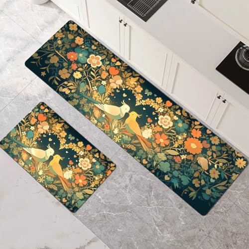 Küchenteppich 2 Stück, Absorbierende Küchenmatte Flower Küchenläufer Rutschfest Waschbar Teppich Küche Läufer Flur Bodenmatte, Lang Carpet Rug für Küchen, Badezimmer Home Decor 70x100cm+70x210cm 1-407 Küchenteppich 2 Stück, Absorbierende Küchenmatte Flower Küchenläufer Rutschfest Waschbar Teppich Küche Läufer Flur Bodenmatte, Lang Carpet Rug für Küchen, Badezimmer Home Decor 70x100cm+70x210cm 1-407 von Generisch