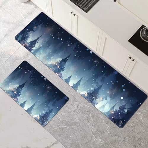 Küchenteppich 2 Stück, Absorbierende Küchenmatte Forest Küchenläufer Rutschfest Waschbar Teppich Küche Läufer Flur Bodenmatte, Carpet Rug für Küchen, Badezimmer Home Decor 120x180cm+120x360cm 1-233 von Generisch