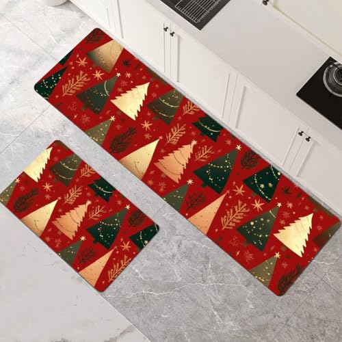 Küchenteppich 2 Stück, Absorbierende Küchenmatte Forest Küchenläufer Rutschfest Waschbar Teppich Küche Läufer Flur Bodenmatte, Carpet Rug für Küchen, Badezimmer Home Decor 120x180cm+120x360cm 1-493 von Generisch