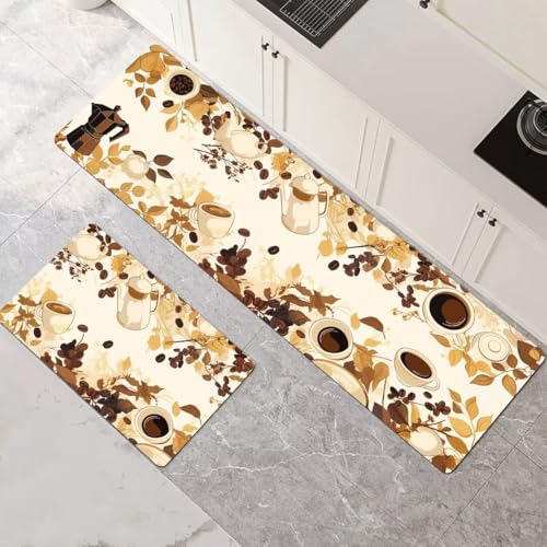 Küchenteppich 2 Stück, Absorbierende Küchenmatte Garden Küchenläufer Rutschfest Waschbar Teppich Küche Läufer Flur Bodenmatte, Carpet Rug für Küchen, Badezimmer Home Decor 120x180cm+120x360cm 1-263 von Generisch