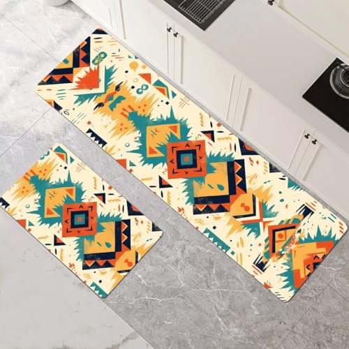 Küchenteppich 2 Stück, Absorbierende Küchenmatte Garden Küchenläufer Rutschfest Waschbar Teppich Küche Läufer Flur Bodenmatte, Carpet Rug für Küchen, Badezimmer Home Decor 120x180cm+120x360cm 1-371 von Generisch