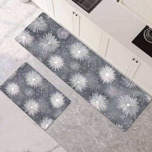 Küchenteppich 2 Stück, Absorbierende Küchenmatte Gray Küchenläufer Rutschfest Waschbar Teppich Küche Läufer Flur Bodenmatte, Lang Carpet Rug für Küchen, Badezimmer Home Decor 120x180cm+120x360cm 1-381 von Generisch