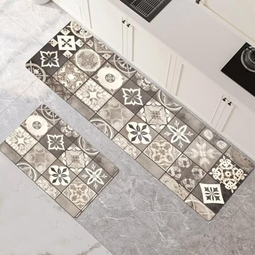 Küchenteppich 2 Stück, Absorbierende Küchenmatte Gray Küchenläufer Rutschfest Waschbar Teppich Küche Läufer Flur Bodenmatte, Lang Carpet Rug für Küchen, Badezimmer Home Decor 90x140cm+90x270cm 1-489 Küchenteppich 2 Stück, Absorbierende Küchenmatte Gray Küchenläufer Rutschfest Waschbar Teppich Küche Läufer Flur Bodenmatte, Lang Carpet Rug für Küchen, Badezimmer Home Decor 90x140cm+90x270cm 1-489 von Generisch