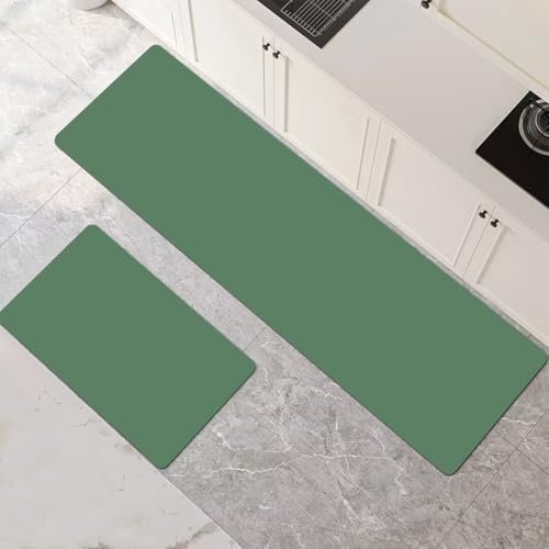 Küchenteppich 2 Stück, Absorbierende Küchenmatte Grün Küchenläufer Rutschfest Waschbar Teppich Küche Läufer Flur Bodenmatte, Lang Carpet Rug für Küchen, Badezimmer Home Decor 120x180cm+120x360cm 1-93 von Generisch