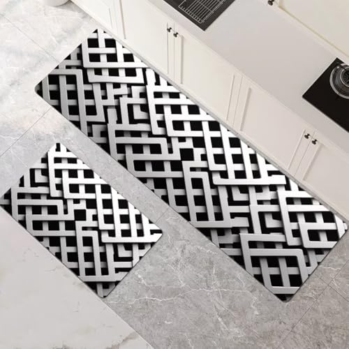 Küchenteppich 2 Stück, Absorbierende Küchenmatte Impression Küchenläufer rutschfest Waschbar Teppich Küche Läufer Flur Bodenmatte, Carpet Rug für Küchen, Badezimmer Home Decor 80x120cm+80x240cm 1-307 von Generisch