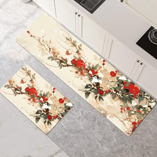 Küchenteppich 2 Stück, Absorbierende Küchenmatte Landscape Küchenläufer Rutschfest Waschbar Teppich Küche Läufer Flur Bodenmatte, Carpet Rug für Küchen, Badezimmer Home Decor 120x180cm+120x360cm 1-317 von Generisch