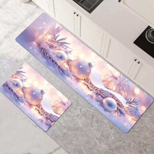 Küchenteppich 2 Stück, Absorbierende Küchenmatte Lavender Küchenläufer Rutschfest Waschbar Teppich Küche Läufer Flur Bodenmatte, Carpet Rug für Küchen, Badezimmer Home Decor 120x180cm+120x360cm 1-429 von Generisch