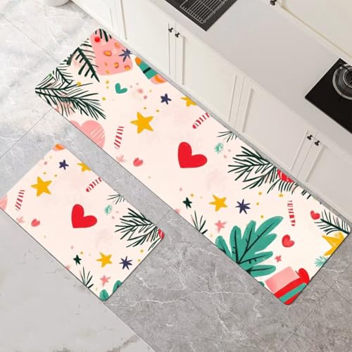 Küchenteppich 2 Stück, Absorbierende Küchenmatte Leaves Küchenläufer Rutschfest Waschbar Teppich Küche Läufer Flur Bodenmatte, Carpet Rug für Küchen, Badezimmer Home Decor 120x180cm+120x360cm 1-415 von Generisch