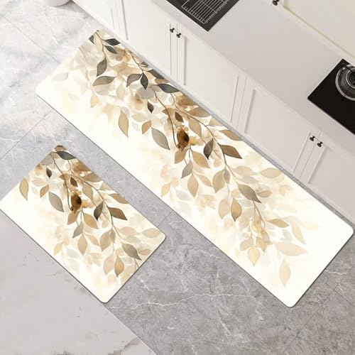 Küchenteppich 2 Stück, Absorbierende Küchenmatte Leaves Küchenläufer Rutschfest Waschbar Teppich Küche Läufer Flur Bodenmatte, Lang Carpet Rug für Küchen, Badezimmer Home Decor 80x120cm+80x240cm 1-463 Küchenteppich 2 Stück, Absorbierende Küchenmatte Leaves Küchenläufer Rutschfest Waschbar Teppich Küche Läufer Flur Bodenmatte, Lang Carpet Rug für Küchen, Badezimmer Home Decor 80x120cm+80x240cm 1-463 von Generisch