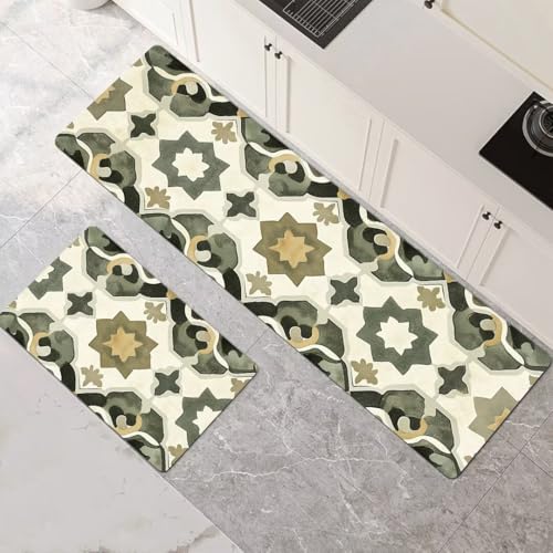 Küchenteppich 2 Stück, Absorbierende Küchenmatte Mandala Küchenläufer Rutschfest Waschbar Teppich Küche Läufer Flur Bodenmatte, Carpet Rug für Küchen, Badezimmer Home Decor 120x180cm+120x360cm 1-1 von Generisch