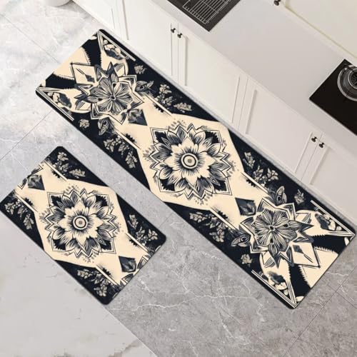 Küchenteppich 2 Stück, Absorbierende Küchenmatte Mandala Küchenläufer Rutschfest Waschbar Teppich Küche Läufer Flur Bodenmatte, Carpet Rug für Küchen, Badezimmer Home Decor 70x100cm+70x210cm 1-495 Küchenteppich 2 Stück, Absorbierende Küchenmatte Mandala Küchenläufer Rutschfest Waschbar Teppich Küche Läufer Flur Bodenmatte, Carpet Rug für Küchen, Badezimmer Home Decor 70x100cm+70x210cm 1-495 von Generisch