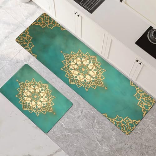Küchenteppich 2 Stück, Absorbierende Küchenmatte Mandala Küchenläufer Rutschfest Waschbar Teppich Küche Läufer Flur Bodenmatte, Carpet Rug für Küchen, Badezimmer Home Decor 90x140cm+90x270cm 1-469 Küchenteppich 2 Stück, Absorbierende Küchenmatte Mandala Küchenläufer Rutschfest Waschbar Teppich Küche Läufer Flur Bodenmatte, Carpet Rug für Küchen, Badezimmer Home Decor 90x140cm+90x270cm 1-469 von Generisch