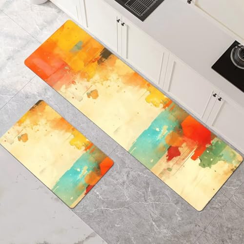Küchenteppich 2 Stück, Absorbierende Küchenmatte Modern Küchenläufer Rutschfest Waschbar Teppich Küche Läufer Flur Bodenmatte, Carpet Rug für Küchen, Badezimmer Home Decor 120x180cm+120x360cm 1-149 von Generisch