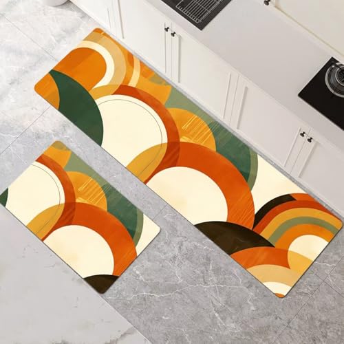 Küchenteppich 2 Stück, Absorbierende Küchenmatte Modern Küchenläufer Rutschfest Waschbar Teppich Küche Läufer Flur Bodenmatte, Carpet Rug für Küchen, Badezimmer Home Decor 120x180cm+120x360cm 1-231 von Generisch