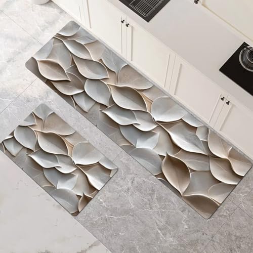Küchenteppich 2 Stück, Absorbierende Küchenmatte Modern Küchenläufer Rutschfest Waschbar Teppich Küche Läufer Flur Bodenmatte, Carpet Rug für Küchen, Badezimmer Home Decor 120x180cm+120x360cm 1-241 von Generisch