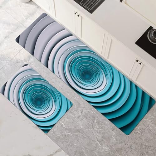 Küchenteppich 2 Stück, Absorbierende Küchenmatte Modern Küchenläufer Rutschfest Waschbar Teppich Küche Läufer Flur Bodenmatte, Carpet Rug für Küchen, Badezimmer Home Decor 120x180cm+120x360cm 1-385 von Generisch