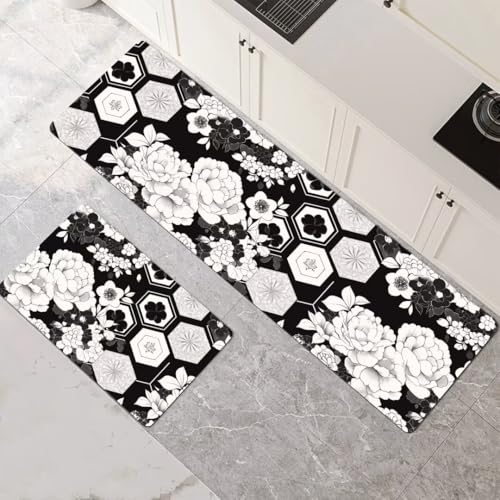 Küchenteppich 2 Stück, Absorbierende Küchenmatte Peony Küchenläufer Rutschfest Waschbar Teppich Küche Läufer Flur Bodenmatte, Lang Carpet Rug für Küchen, Badezimmer Home Decor 70x100cm+70x210cm 1-397 Küchenteppich 2 Stück, Absorbierende Küchenmatte Peony Küchenläufer Rutschfest Waschbar Teppich Küche Läufer Flur Bodenmatte, Lang Carpet Rug für Küchen, Badezimmer Home Decor 70x100cm+70x210cm 1-397 von Generisch
