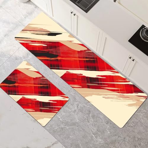 Küchenteppich 2 Stück, Absorbierende Küchenmatte Red Küchenläufer Rutschfest Waschbar Teppich Küche Läufer Flur Bodenmatte, Lang Carpet Rug für Küchen, Badezimmer Home Decor 70x100cm+70x210cm 1-827 Küchenteppich 2 Stück, Absorbierende Küchenmatte Red Küchenläufer Rutschfest Waschbar Teppich Küche Läufer Flur Bodenmatte, Lang Carpet Rug für Küchen, Badezimmer Home Decor 70x100cm+70x210cm 1-827 von Generisch