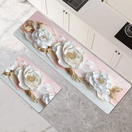 Küchenteppich 2 Stück, Absorbierende Küchenmatte Rose Küchenläufer Rutschfest Waschbar Teppich Küche Läufer Flur Bodenmatte, Lang Carpet Rug für Küchen, Badezimmer Home Decor 70x100cm+70x210cm 1-891 Küchenteppich 2 Stück, Absorbierende Küchenmatte Rose Küchenläufer Rutschfest Waschbar Teppich Küche Läufer Flur Bodenmatte, Lang Carpet Rug für Küchen, Badezimmer Home Decor 70x100cm+70x210cm 1-891 von Generisch