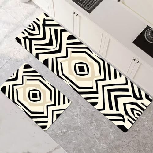 Küchenteppich 2 Stück, Absorbierende Küchenmatte Simple Küchenläufer Rutschfest Waschbar Teppich Küche Läufer Flur Bodenmatte, Carpet Rug für Küchen, Badezimmer Home Decor 120x180cm+120x360cm 1-607 von Generisch