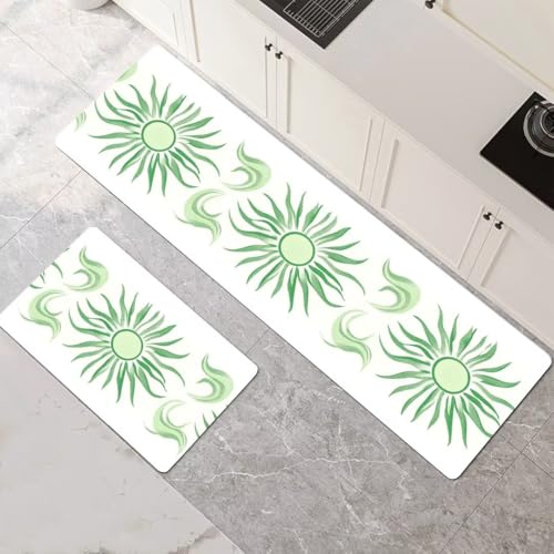 Küchenteppich 2 Stück, Absorbierende Küchenmatte Sun Küchenläufer Rutschfest Waschbar Teppich Küche Läufer Flur Bodenmatte, Lang Carpet Rug für Küchen, Badezimmer Home Decor 120x180cm+120x360cm 1-523 von Generisch