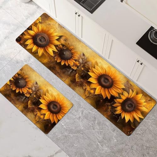 Küchenteppich 2 Stück, Absorbierende Küchenmatte Sunflower Küchenläufer Rutschfest Waschbar Teppich Küche Läufer Flur Bodenmatte, Carpet Rug für Küchen, Badezimmer Home Decor 90x140cm+90x270cm 1-525 Küchenteppich 2 Stück, Absorbierende Küchenmatte Sunflower Küchenläufer Rutschfest Waschbar Teppich Küche Läufer Flur Bodenmatte, Carpet Rug für Küchen, Badezimmer Home Decor 90x140cm+90x270cm 1-525 von Generisch