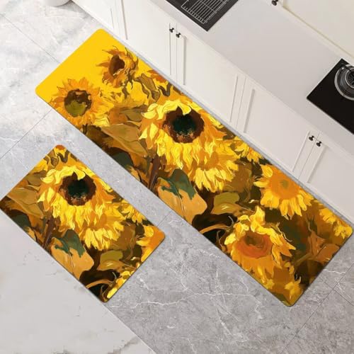 Küchenteppich 2 Stück, Absorbierende Küchenmatte Sunflower Küchenläufer Rutschfest Waschbar Teppich Küche Läufer Flur Bodenmatte, Carpet Rug für Küchen, Badezimmer Home Decor 70x100cm+70x210cm 1-529 Küchenteppich 2 Stück, Absorbierende Küchenmatte Sunflower Küchenläufer Rutschfest Waschbar Teppich Küche Läufer Flur Bodenmatte, Carpet Rug für Küchen, Badezimmer Home Decor 70x100cm+70x210cm 1-529 von Generisch