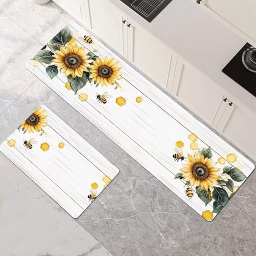Küchenteppich 2 Stück, Absorbierende Küchenmatte Sunflower Küchenläufer Rutschfest Waschbar Teppich Küche Läufer Flur Bodenmatte, Carpet Rug für Küchen, Badezimmer Home Decor 70x100cm+70x210cm 1-821 Küchenteppich 2 Stück, Absorbierende Küchenmatte Sunflower Küchenläufer Rutschfest Waschbar Teppich Küche Läufer Flur Bodenmatte, Carpet Rug für Küchen, Badezimmer Home Decor 70x100cm+70x210cm 1-821 von Generisch