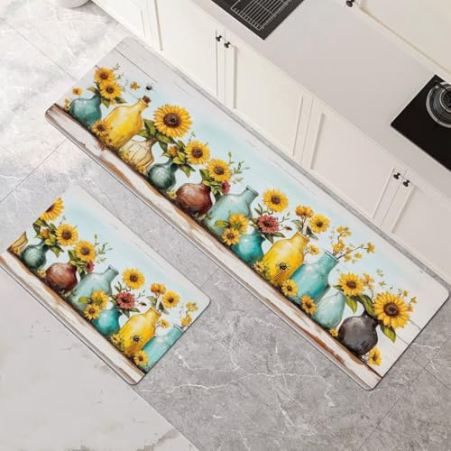 Küchenteppich 2 Stück, Absorbierende Küchenmatte Sunflower Küchenläufer Rutschfest Waschbar Teppich Küche Läufer Flur Bodenmatte, Carpet Rug für Küchen, Badezimmer Home Decor 70x100cm+70x210cm 1-915 Küchenteppich 2 Stück, Absorbierende Küchenmatte Sunflower Küchenläufer Rutschfest Waschbar Teppich Küche Läufer Flur Bodenmatte, Carpet Rug für Küchen, Badezimmer Home Decor 70x100cm+70x210cm 1-915 von Generisch