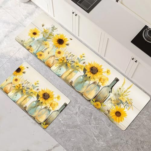 Küchenteppich 2 Stück, Absorbierende Küchenmatte Sunflower Küchenläufer Rutschfest Waschbar Teppich Küche Läufer Flur Bodenmatte, Carpet Rug für Küchen, Badezimmer Home Decor 70x100cm+70x210cm 1-913 Küchenteppich 2 Stück, Absorbierende Küchenmatte Sunflower Küchenläufer Rutschfest Waschbar Teppich Küche Läufer Flur Bodenmatte, Carpet Rug für Küchen, Badezimmer Home Decor 70x100cm+70x210cm 1-913 von Generisch
