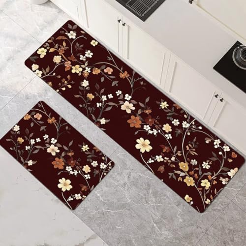 Küchenteppich 2 Stück, Absorbierende Küchenmatte Vines Küchenläufer Rutschfest Waschbar Teppich Küche Läufer Flur Bodenmatte, Lang Carpet Rug für Küchen, Badezimmer Home Decor 70x100cm+70x210cm 1-549 Küchenteppich 2 Stück, Absorbierende Küchenmatte Vines Küchenläufer Rutschfest Waschbar Teppich Küche Läufer Flur Bodenmatte, Lang Carpet Rug für Küchen, Badezimmer Home Decor 70x100cm+70x210cm 1-549 von Generisch