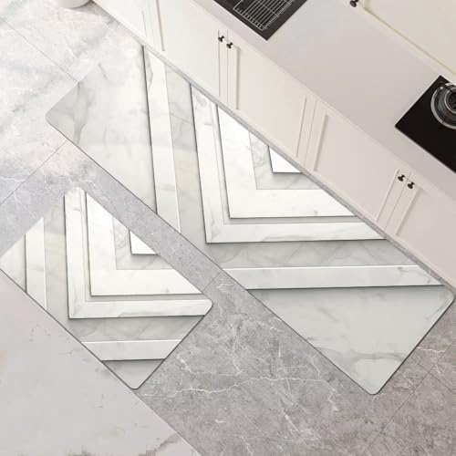 Küchenteppich 2 Stück, Absorbierende Küchenmatte White Küchenläufer Rutschfest Waschbar Teppich Küche Läufer Flur Bodenmatte, Lang Carpet Rug für Küchen, Badezimmer Home Decor 90x140cm+90x270cm 1-599 Küchenteppich 2 Stück, Absorbierende Küchenmatte White Küchenläufer Rutschfest Waschbar Teppich Küche Läufer Flur Bodenmatte, Lang Carpet Rug für Küchen, Badezimmer Home Decor 90x140cm+90x270cm 1-599 von Generisch