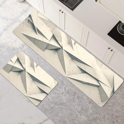 Küchenteppich 2 Stück Absorbierende Küchenmatte Geometrisch Küchenläufer rutschfest Waschbar Teppich Küche Läufer Flur Bodenmatte Carpet Rug für Küchen Badezimmer Home Decor 120x180cm+120x360cm 1-49 von Generisch