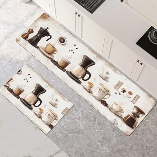Küchenteppich 2 Stück Absorbierende Küchenmatte Kitchenware Küchenläufer Rutschfest Waschbar Teppich Küche Läufer Flur Bodenmatte Carpet Rug für Küchen Badezimmer Home Decor 120x180cm+120x360cm 1-249 von Generisch