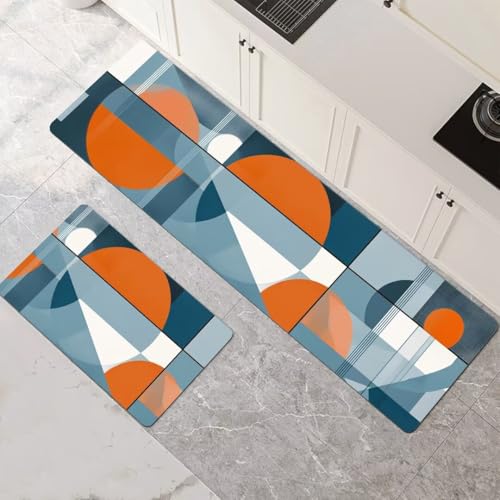 Küchenteppich 2 Stück Absorbierende Küchenmatte Minimalistic Küchenläufer Rutschfest Waschbar Teppich Küche Läufer Flur Bodenmatte Carpet Rug für Küchen Badezimmer Home Decor 70x100cm+70x210cm 1-201 von Generisch