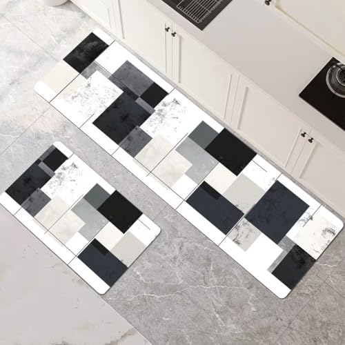 Küchenteppich 2 Stück Absorbierende Küchenmatte Minimalistic Küchenläufer Rutschfest Waschbar Teppich Küche Läufer Flur Bodenmatte Carpet Rug für Küchen Badezimmer Home Decor 100x160cm+100x300cm 1-203 von Generisch