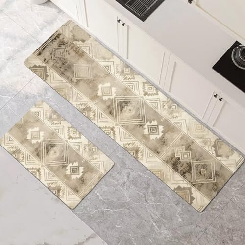Küchenteppich Waschbar rutschfest Teppiche Läufer Küche Küchenläufer 2 Stück Wasser Absorbierende Küchenmatten Set Teppichläufer für Flur Esszimmer Eingang Türmatte Impression 80x120cm+80x240cm 1-142 von Generisch