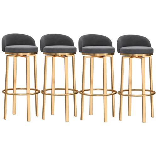 Küchenthekenhocker, Samt-Drehbarer Barstuhl mit Metallbeinen, modernes Design für Kücheninsel oder Kneipe, von Generisch
