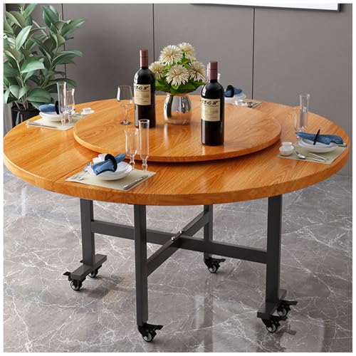Küchentisch mit Rollen, 91 cm, rund, zusammenklappbar, mit drehbarem Tablett, kompaktes platzsparendes Design für kleine Wohnungen, perfekt für Essen und Arbeit von Generisch
