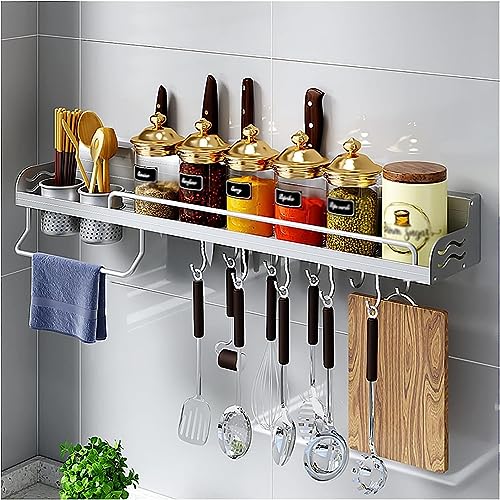 Küchenwandregal Nizer mit 6 Haken, schwarzer Utensilienhalter, hängendes Gewürzregal, hängende Küchenwerkzeugstange, multifunktionale Aufbewahrung für Töpfe und Utensilien Küchenwandregal Nizer mit 6 Haken, schwarzer Utensilienhalter, hängendes Gewürzregal, hängende Küchenwerkzeugstange, multifunktionale Aufbewahrung für Töpfe und Utensilien von Generisch