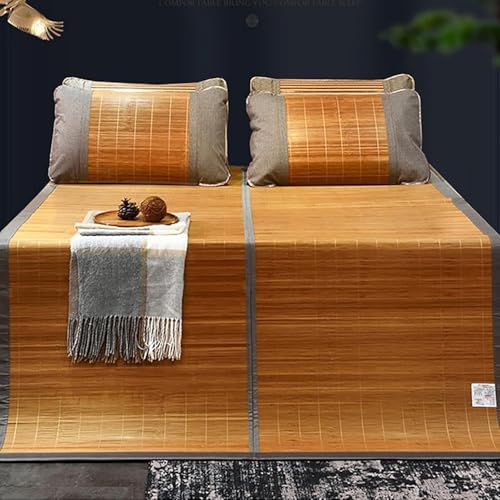 Kühlende Bambus-Isomatte, doppelseitig, faltbar, Sommer-Matratzenauflage, karbonisierter Bambus-Bett-Topper, perfektes Schlafzimmer für heißes Wetter und Schlafkomfort von Generisch
