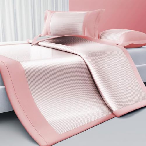 Kühlende Rattan-Matratzenauflage-Set, 3-teilig (1 Matratze + 2 Kissenbezüge), Decke mit Eiseffekt für heiße Schläfer, erfrischende Bettunterlage für rundes Bett, 149,9 x 200,7 cm von Generisch