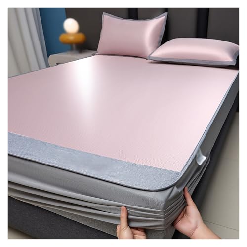 Kühlende Sommerschlafmatte mit Kissenbezug – atmungsaktive Eisseiden-Mischung, 360° elastische Umhüllung, tragbar, faltbar, für Hotels, Camping und Schlafsäle – bleiben kühl und bequem von Generisch