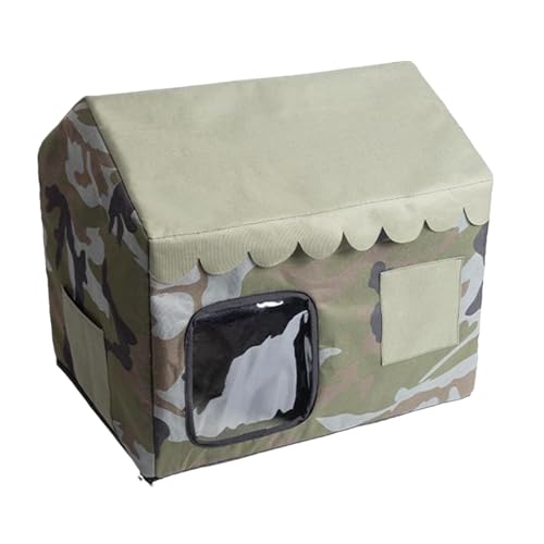 Kühlhaus für Katzen im Freien, isoliertes Haustierheim mit geschlossenem Design für Kätzchen oder kleine Hunde, Ganzjahreshöhle für Garten, Balkon, Terrasse, Rasen oder Innenbereich, Camouflage von Generisch
