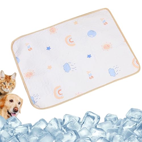 Kühlmatte für Hunde, 2025 Selbstkühlende Haustiermatte für Sommer, Hundekühlmatte Kühl Betten Kaltgelpad Haustier Matte Kühlpads Gel für Katen Hunde (Khaki, L) von Generisch