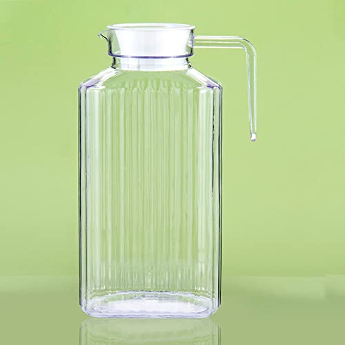 Kühlschrank Wasserkrug Wasserkrüge mit Belüfteter Deckel, Kühlschrankkrug Plastik Eistee Krug mit Griff Wasserkaraffe, Transparente Wasser Krug Kunststoff für Heißes Wasser Eistee Kaffee Milch 2l von Generisch