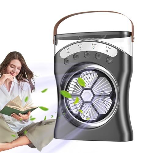 Kühlventilator – Tischventilator mit Wassersprühfunktion, 180° drehbarer Sprühkopf | Wiederaufladbarer Luftbefeuchter mit drei Geschwindigkeiten für Schlafzimmer, Wohnheim, Arbeitszimmer, pers von Generisch