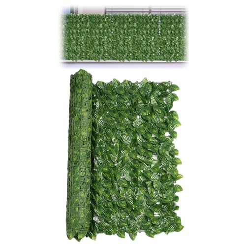 Künstliche Blattvorführung - grüne Künstliche Hecken Panels | Trellis Rattan Roll mit Fauxblättern | Garten Privatsphäre Bildschirme dekorative Zäune für den Balkon Yard | Gefälschte Reben Kunstzaunbl von Generisch